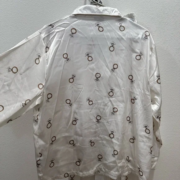 Bella Sleep + Spa engagement wedding satin White Pajama Set Ring bridal size L - Picture 6 of 6